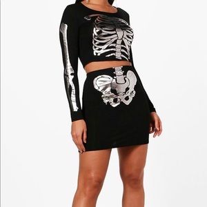 Skeleton Crop Top and Skirt Set